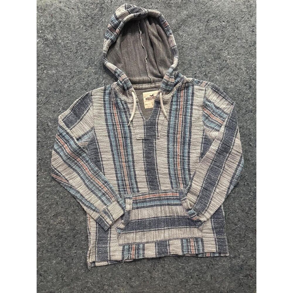 Hollister Men’s Baja Striped Pullover Hoodie – Size Small